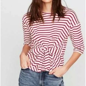 NWT Express Striped Tie Top, Sz. XS, White & Pink
